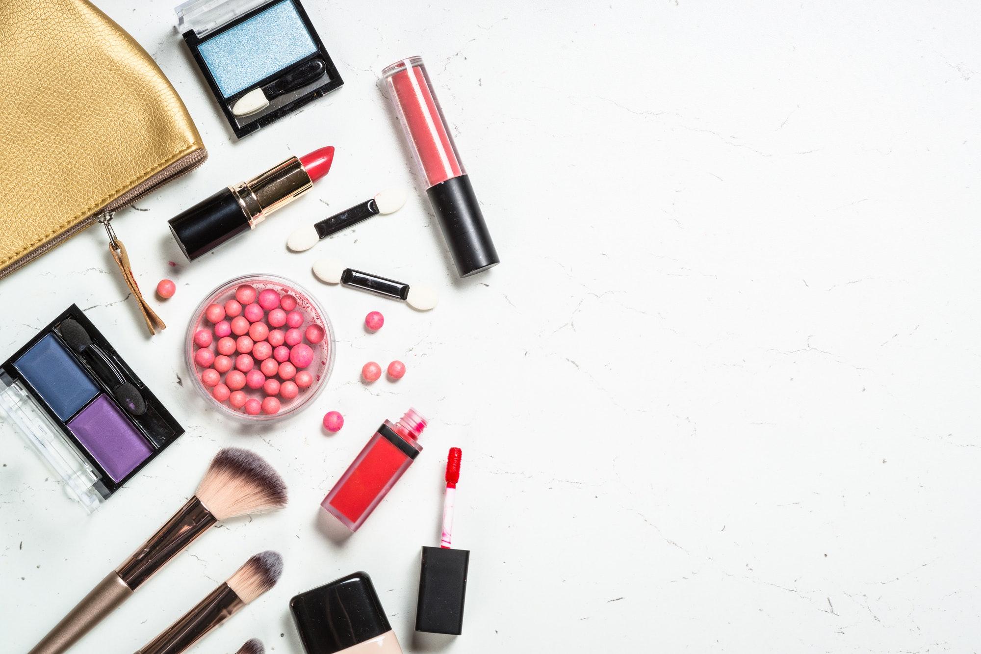 Make up products at white background.